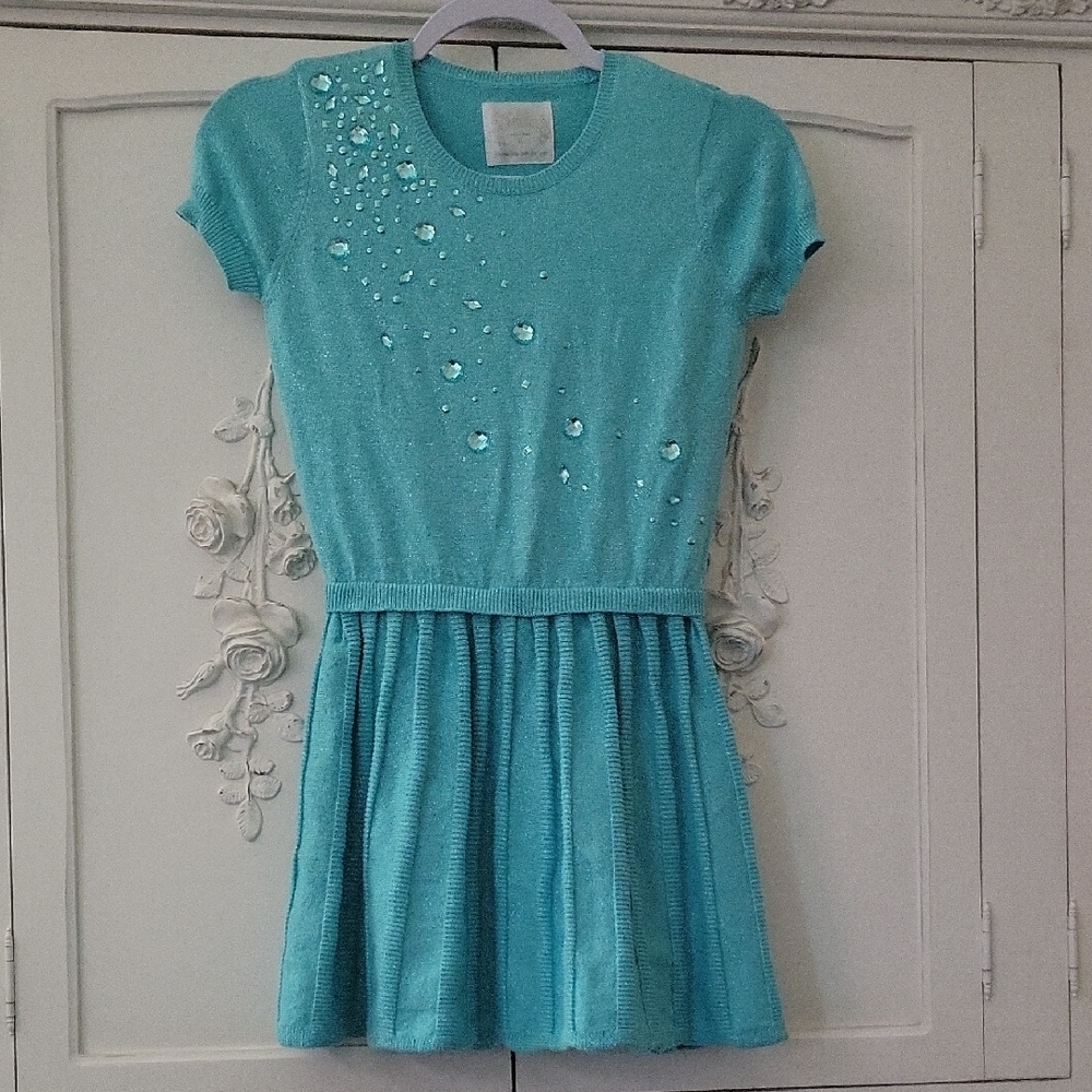 Justice Turquoise Kids Dress with Gem Details